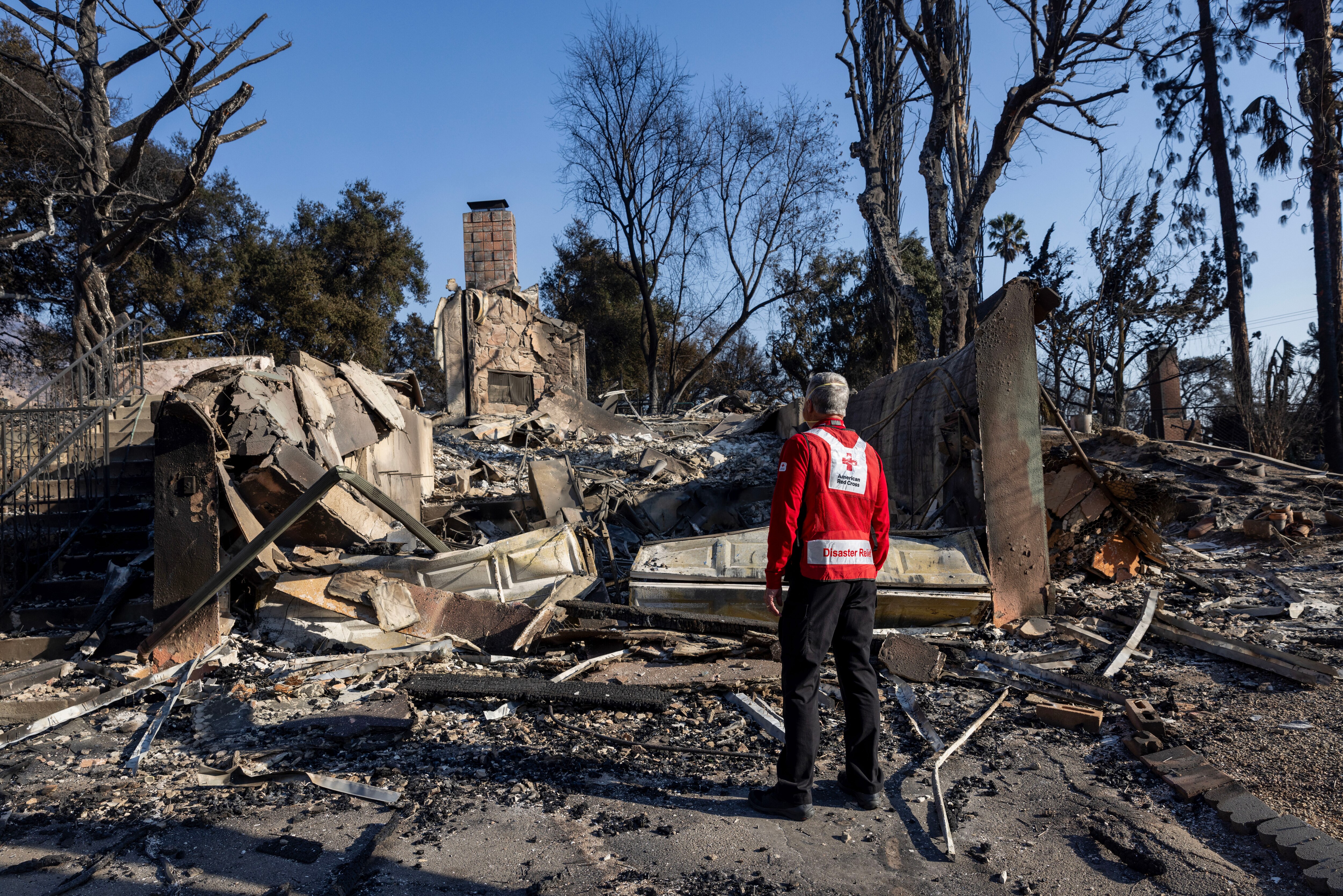 January 11, 2025. Altadena, Los Angeles, California.
The wildfires that roared through Los Angeles County destroyed everything in their path. Hundreds of American Red Cross volunteers from across the country have arrived to provide shelter and hope, recovery relief to help those affected rebuild their lives.
Photo by Scott Dalton/American Red Cross